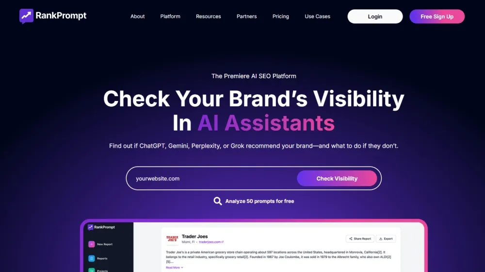 Rank Prompt dashboard