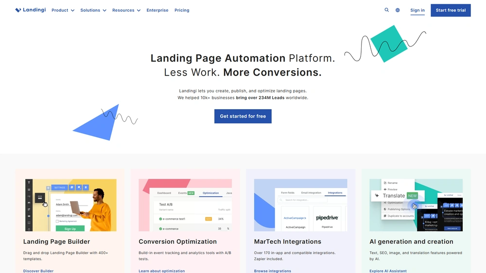 Landingi review 2025 hero — product timeline and strategy highlights