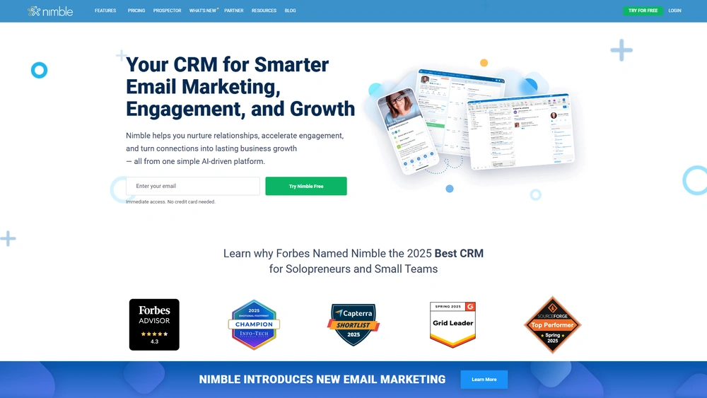 Nimble Review 2025 — Journey & Strategy Nimble review 2025 hero — product timeline and strategy highlights