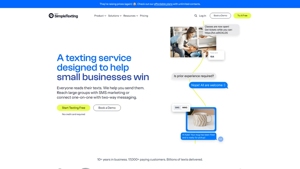SimpleTexting review 2025 hero — product timeline and strategy highlights