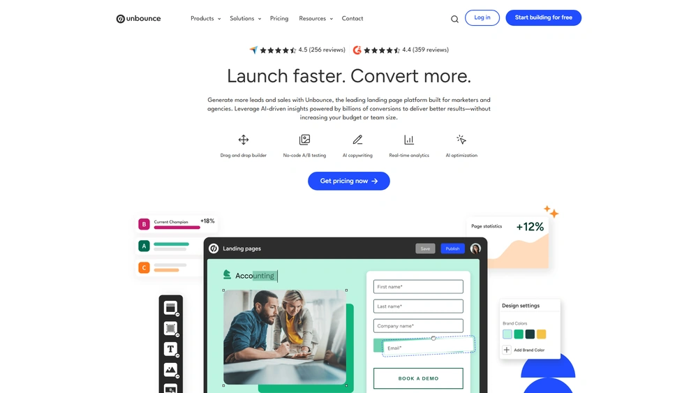 Unbounce review 2025 hero — product timeline and strategy highlights