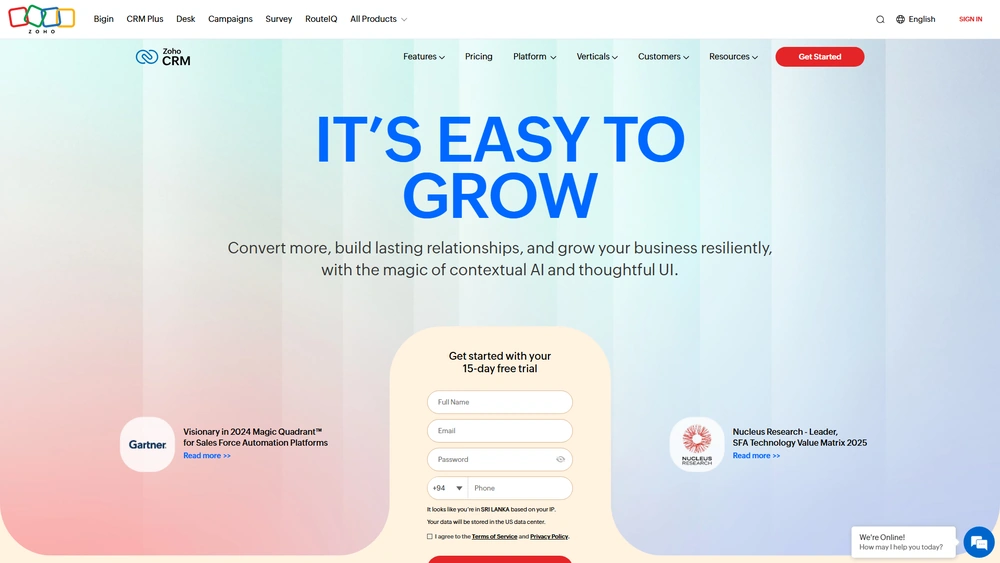 Zoho CRM review 2025 hero — product timeline and strategy highlights